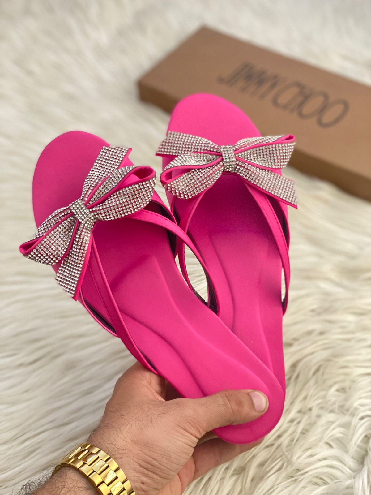 Jimmy Choo Bow Satin Sandals