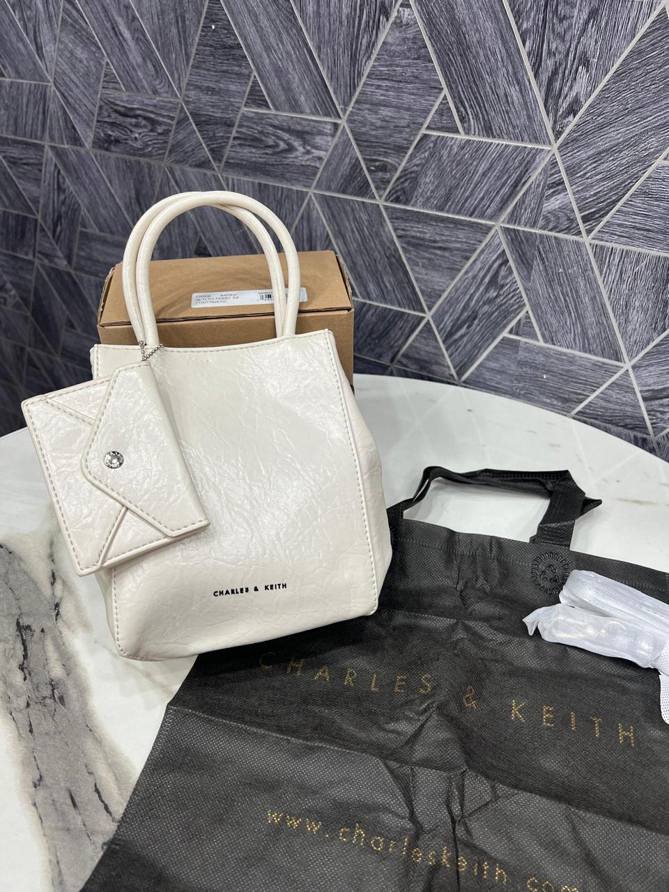 Charles & Keith Matina Crinkle-Effect Elongated Bag