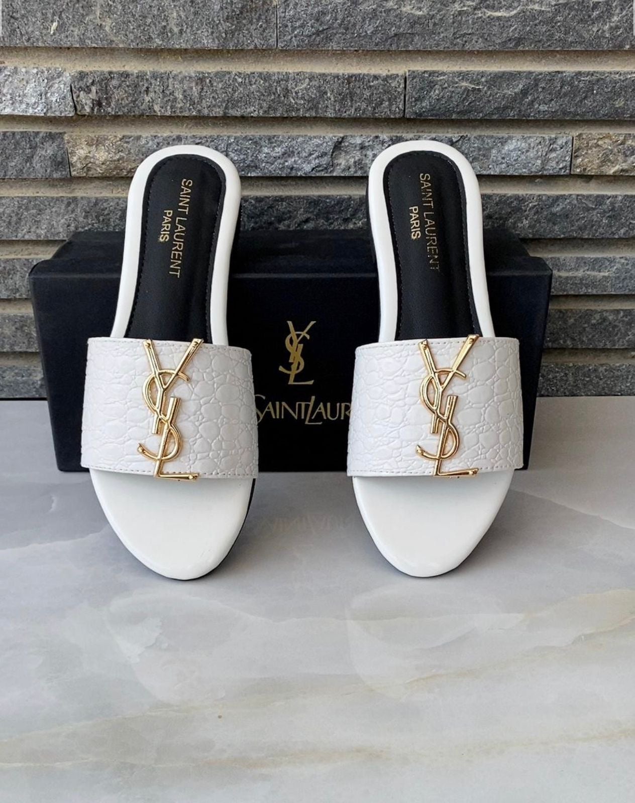 YSL snake print Slippers