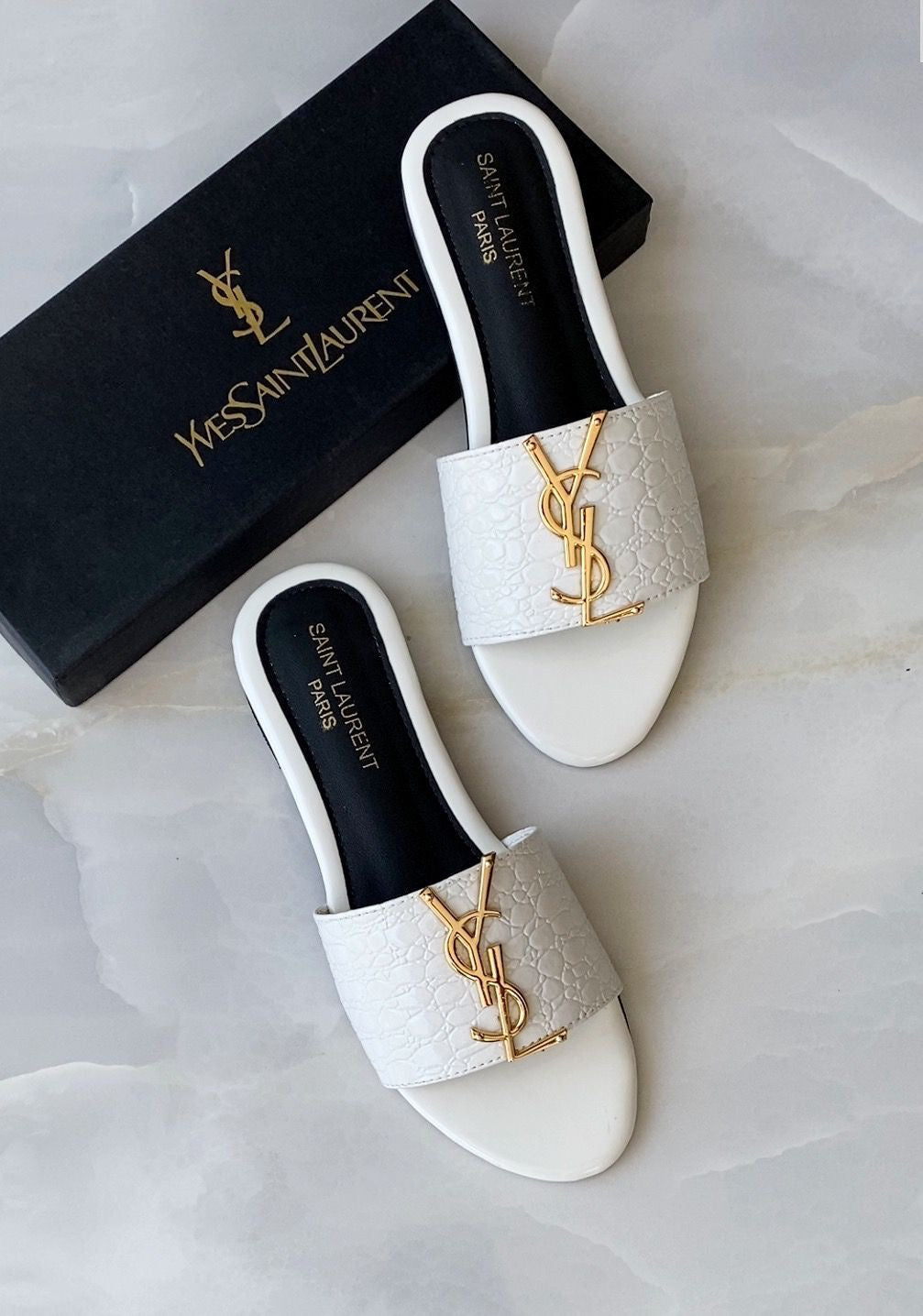 YSL snake print Slippers