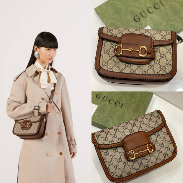 GUCCI 1995 HORSEBIT GG ORIGINAL FABRIC SHOULDER BAG…