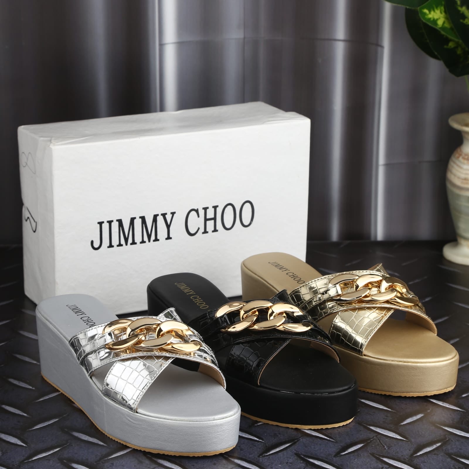 Jimmy Choo Chain Cross Wedges