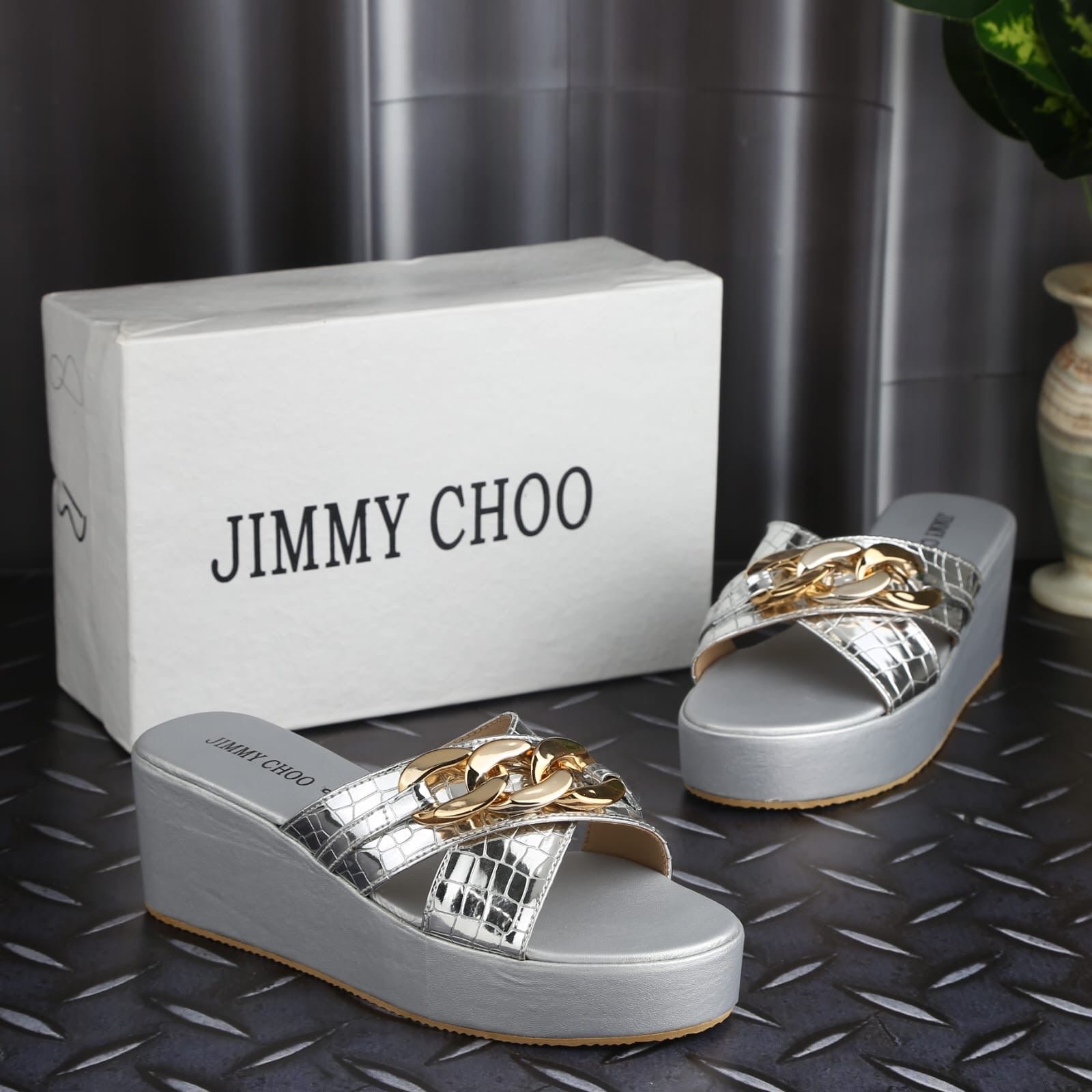 Jimmy Choo Chain Cross Wedges
