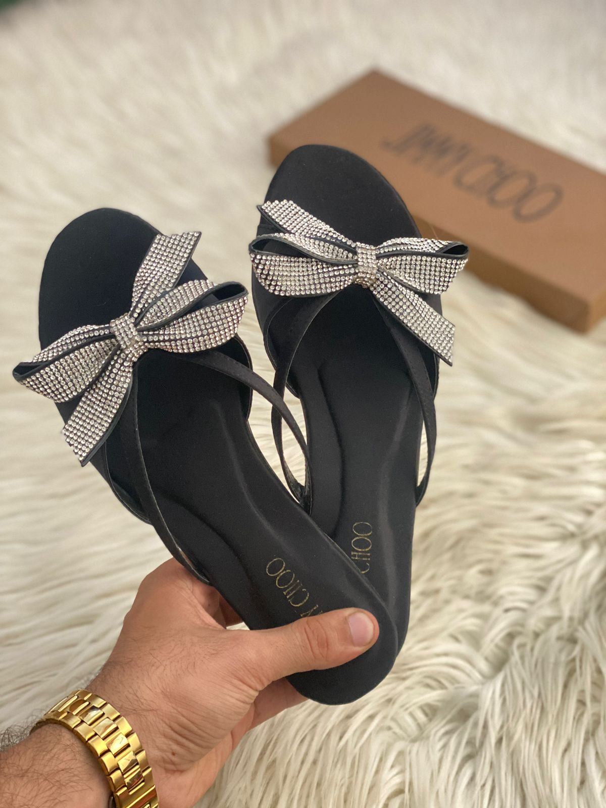 Jimmy Choo Bow Satin Sandals