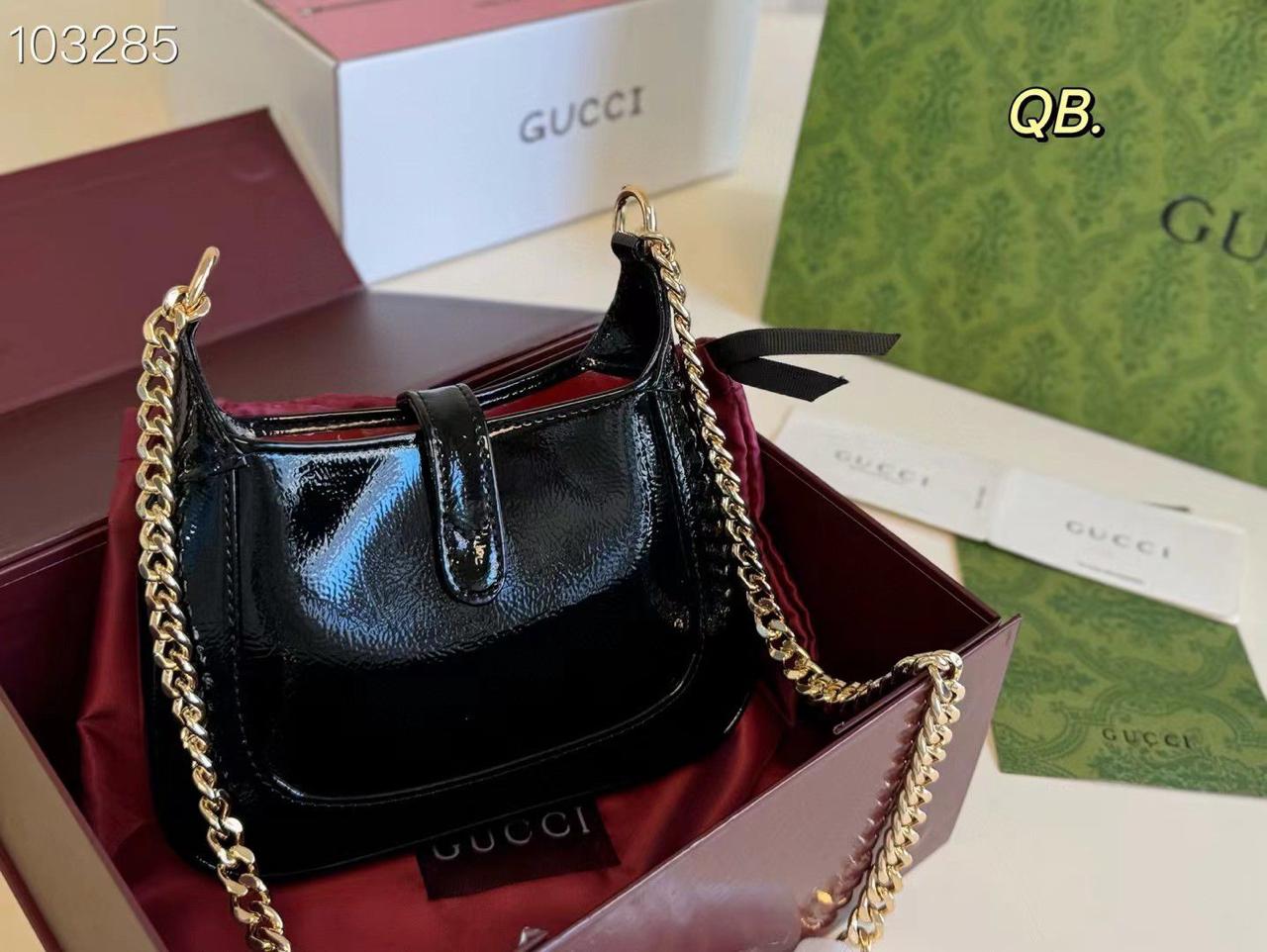 Gucci Jackie Notte Mini Crinkled Patent-Leather Shoulder Bag