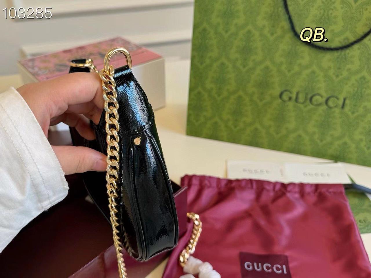 Gucci Jackie Notte Mini Crinkled Patent-Leather Shoulder Bag