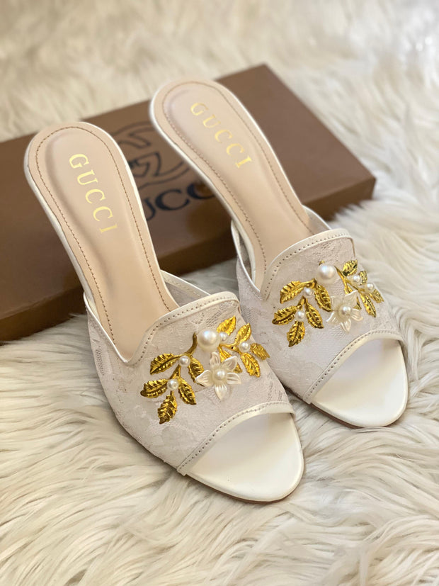 Gucci Embroided Net Heels