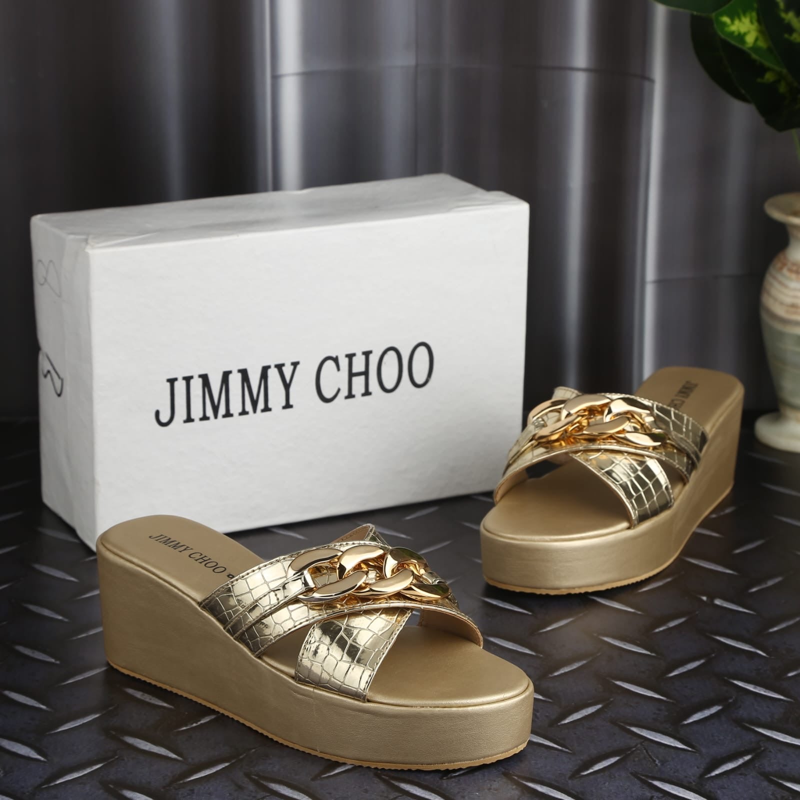 Jimmy Choo Chain Cross Wedges