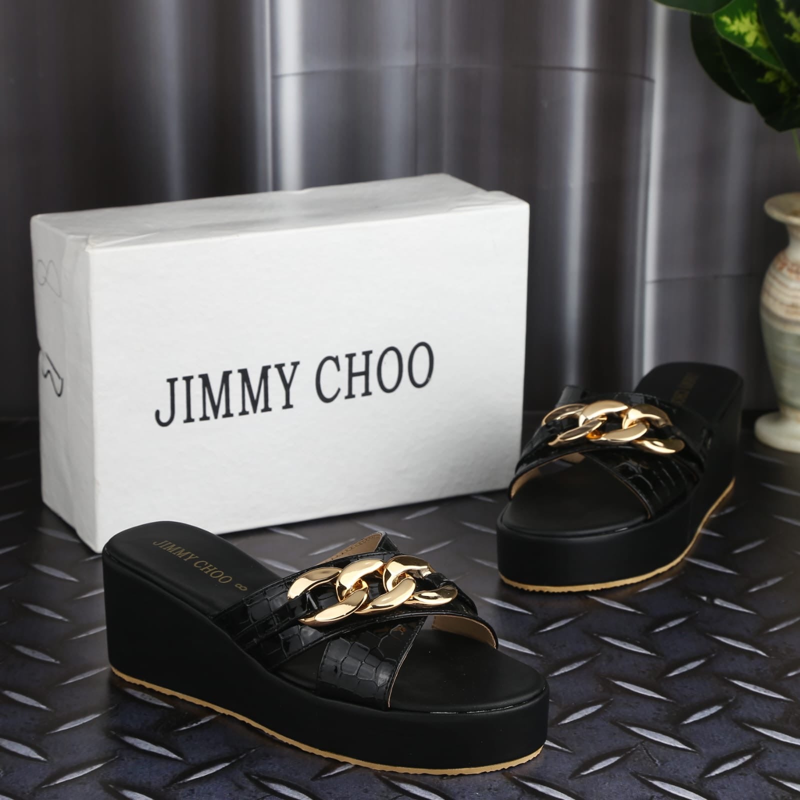 Jimmy Choo Chain Cross Wedges