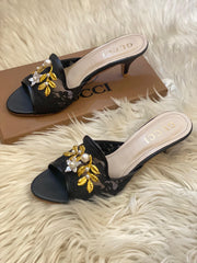 Gucci Embroided Net Heels