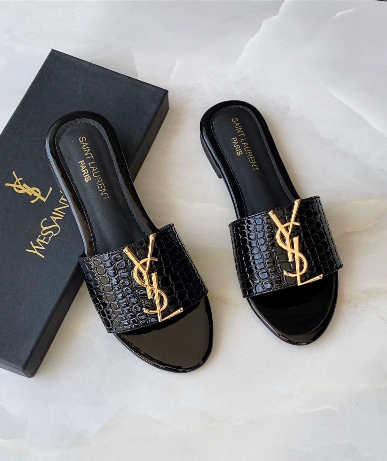 YSL snake print Slippers