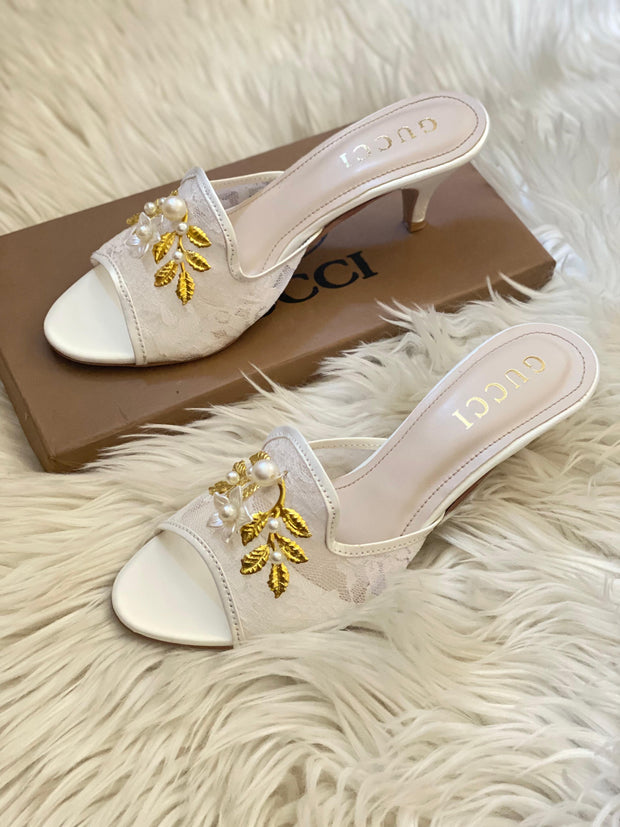 Gucci Embroided Net Heels