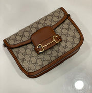 GUCCI 1995 HORSEBIT GG ORIGINAL FABRIC SHOULDER BAG…