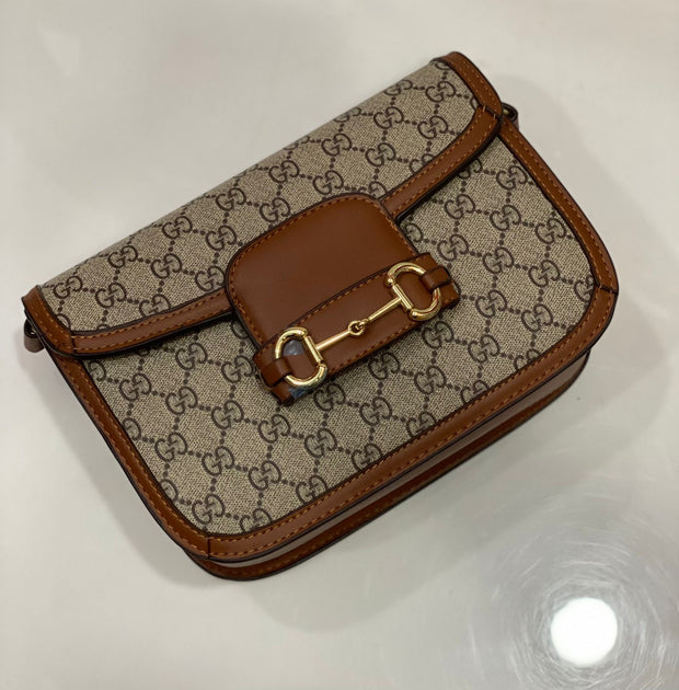 GUCCI 1995 HORSEBIT GG ORIGINAL FABRIC SHOULDER BAG…