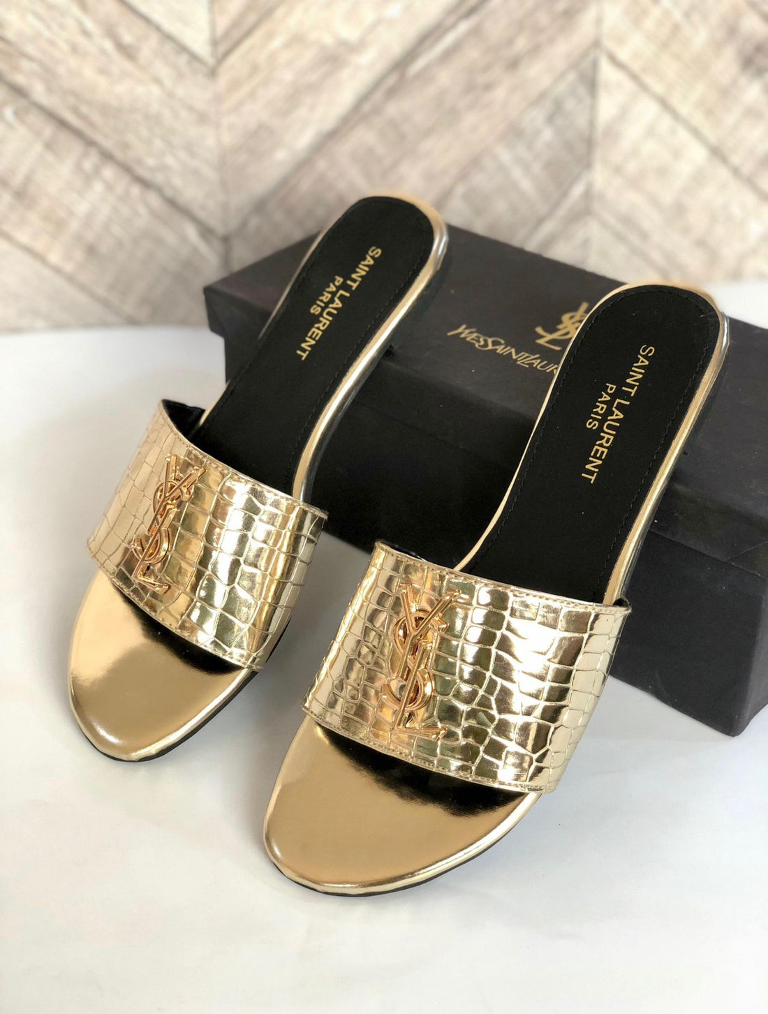 YSL snake print Slippers
