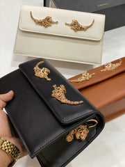 ROBERTO CAVALLI TIGER-EMBELLISHED SHOULDER BAG