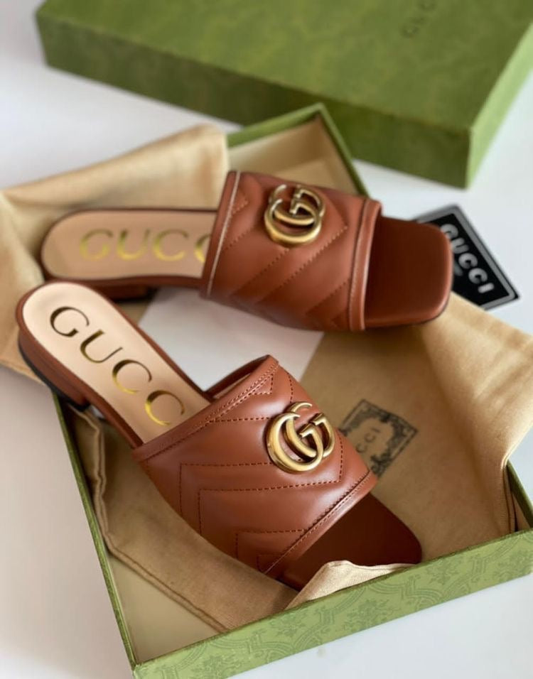 Gucci Leather Crafted Viva Sandals