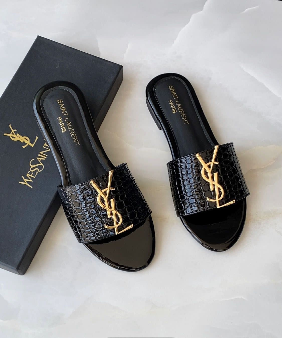 YSL snake print Slippers