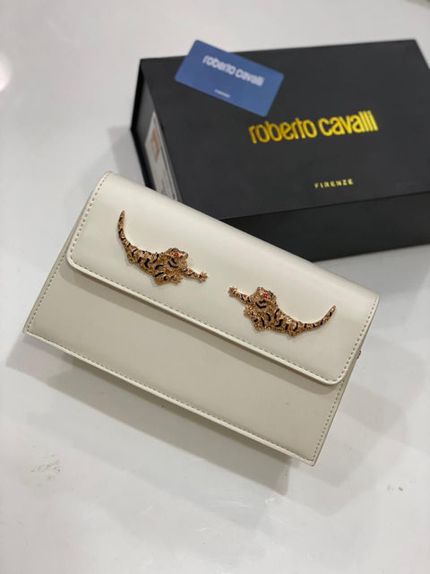 ROBERTO CAVALLI TIGER-EMBELLISHED SHOULDER BAG