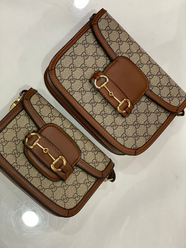 GUCCI 1995 HORSEBIT GG ORIGINAL FABRIC SHOULDER BAG…