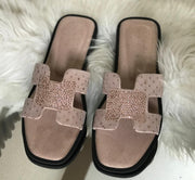 Hermees Furry Slippers