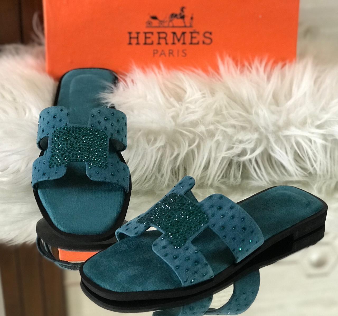 Hermees Furry Slippers