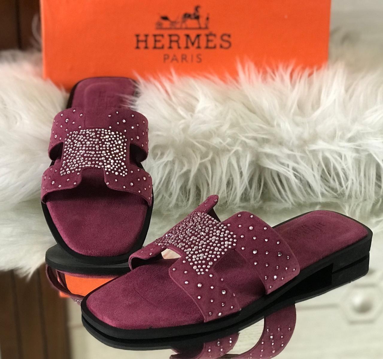 Hermees Furry Slippers
