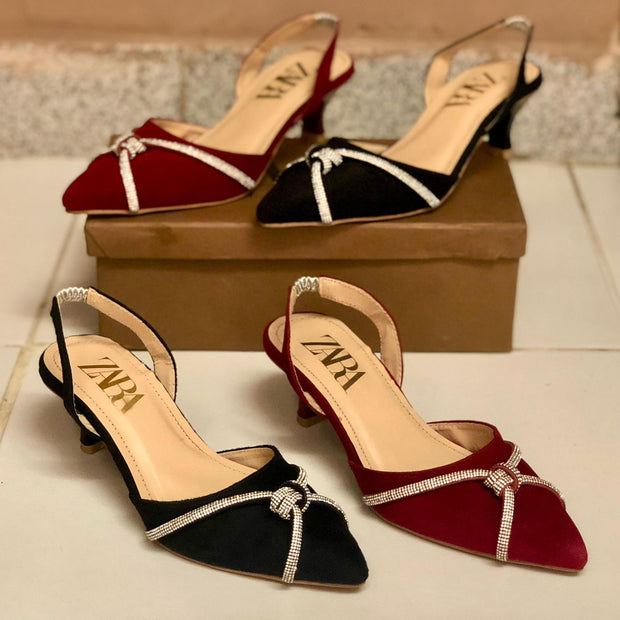 Zara Signature Suede Kitten Heels