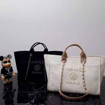Chanel Canvas Pearl-Crafted Tote