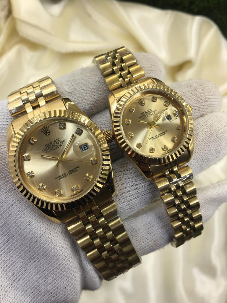 Rolex Gold Plated Couple Watches – Vogue Pk