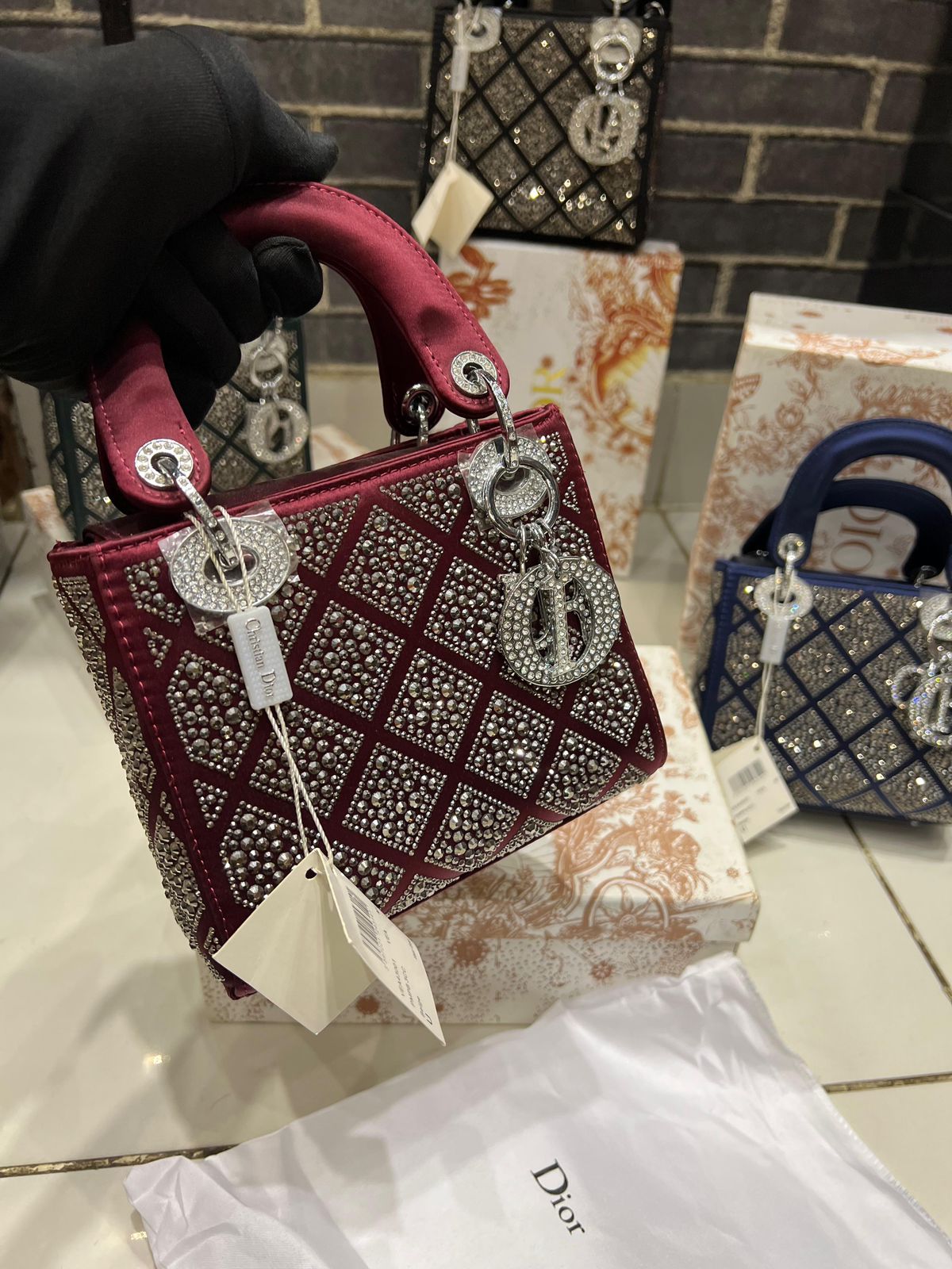 Lady Dior Stone Embellished Bag