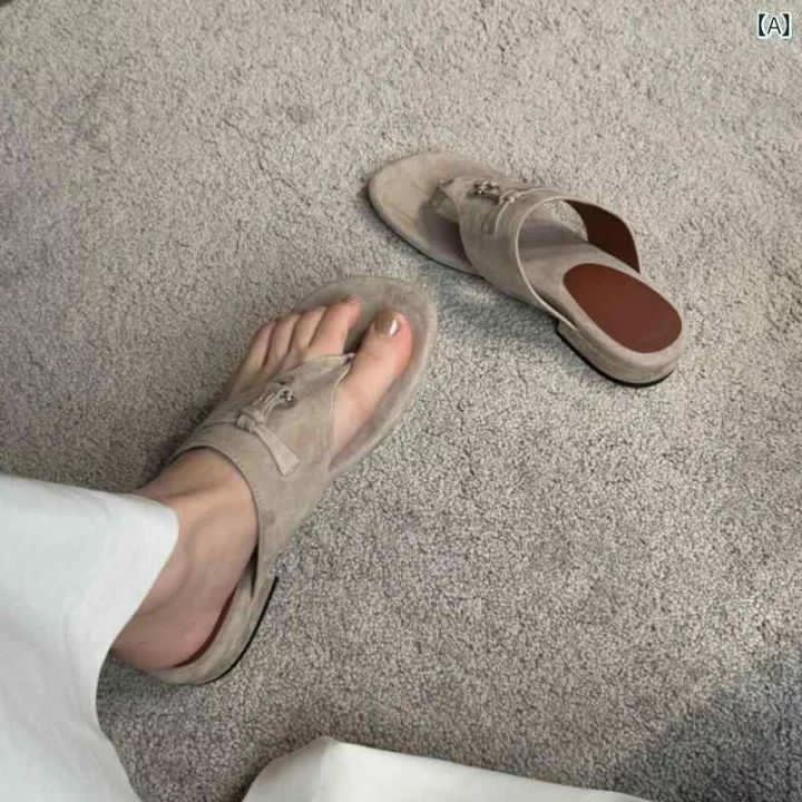 Loro Piana Summer Charms Walk Suede Thong Sandals