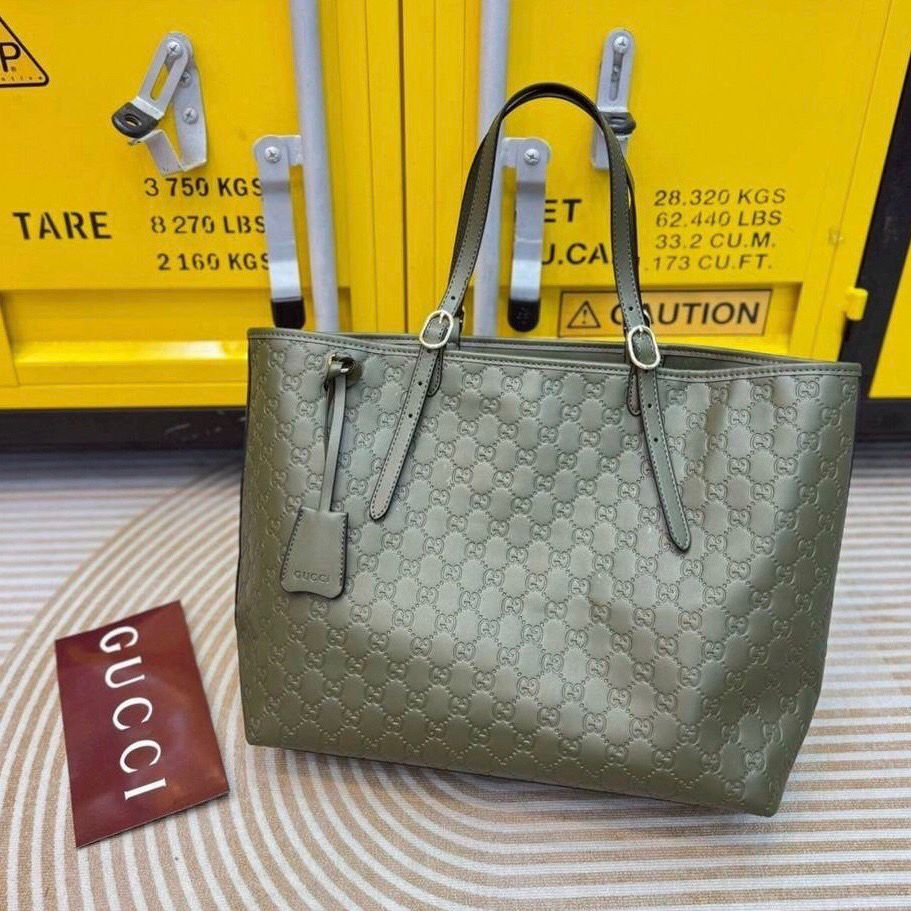 Gucci GG Emblem Debossed Leather Tote