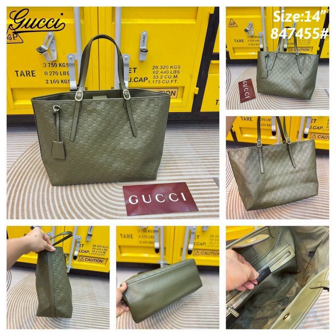 Gucci GG Emblem Debossed Leather Tote