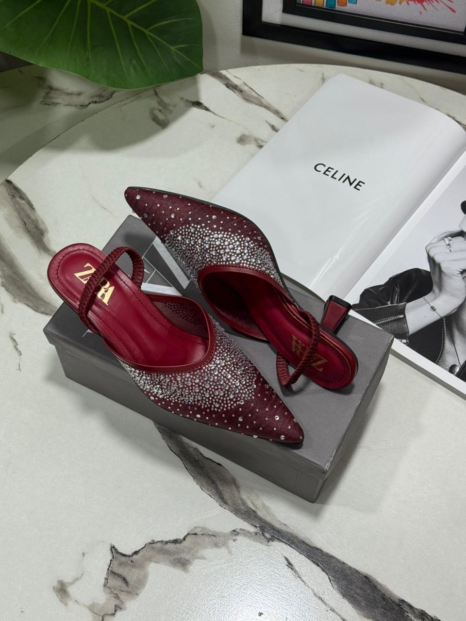 Zara Rhinestone Net Heel