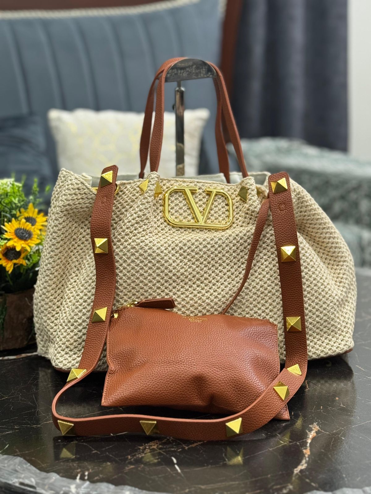 Valentino Garavani Medium Summer Straw Tote Bag