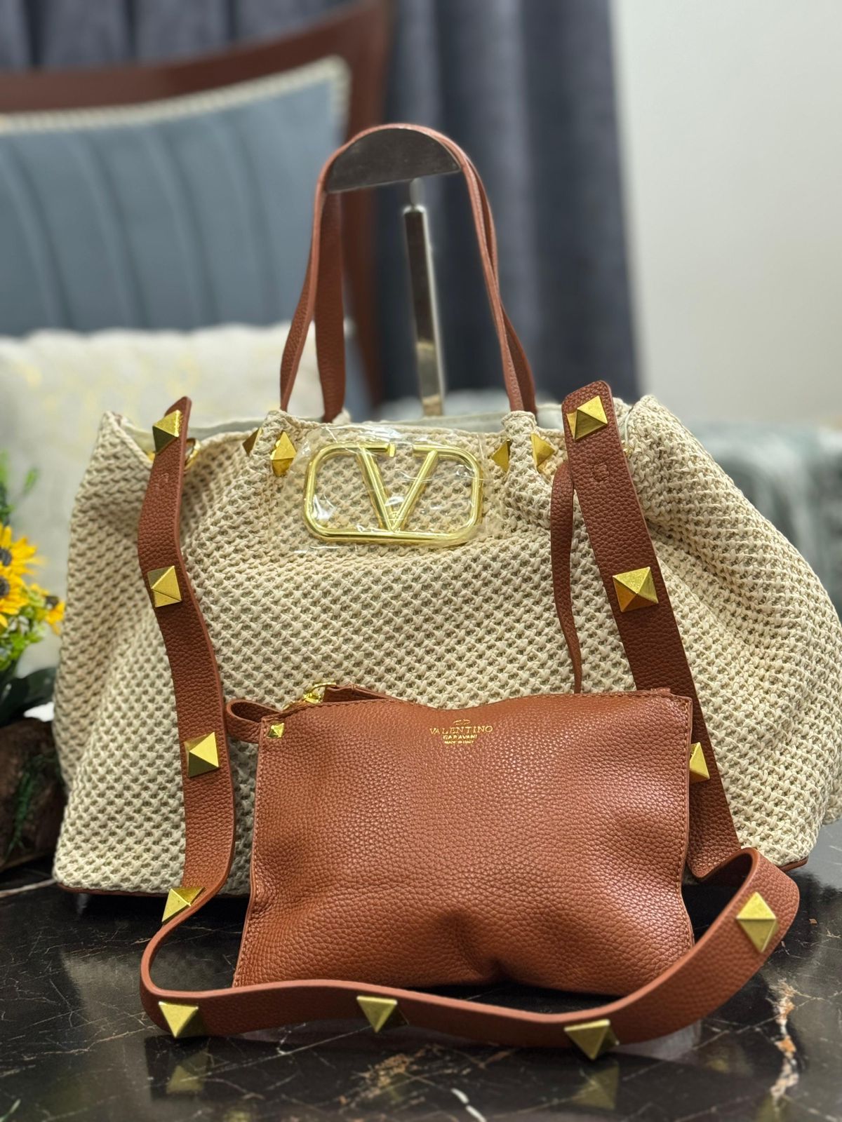 Valentino Garavani Medium Summer Straw Tote Bag