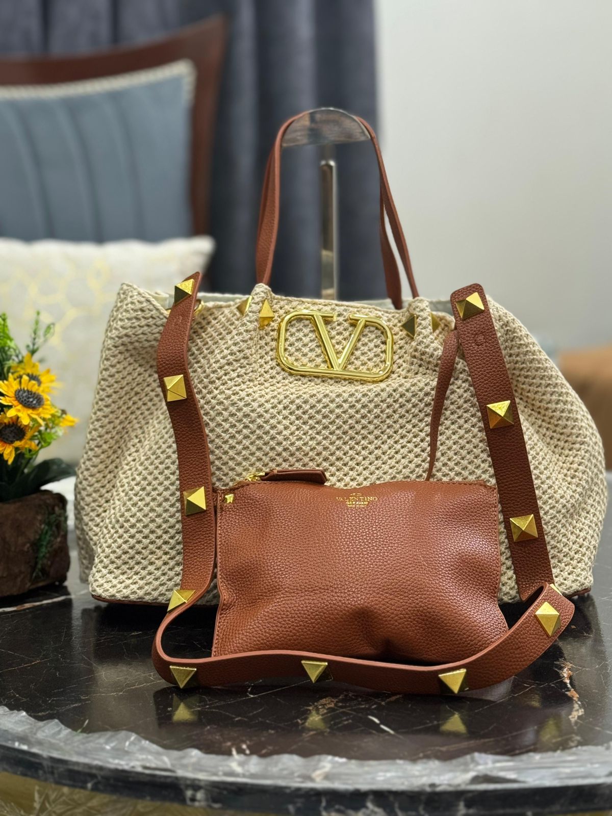 Valentino Garavani Medium Summer Straw Tote Bag