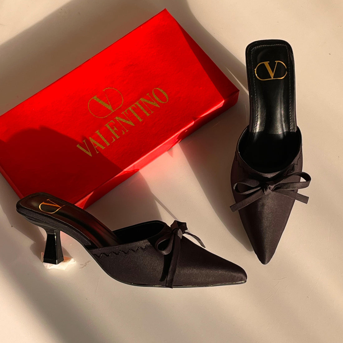 V Satin Heels
