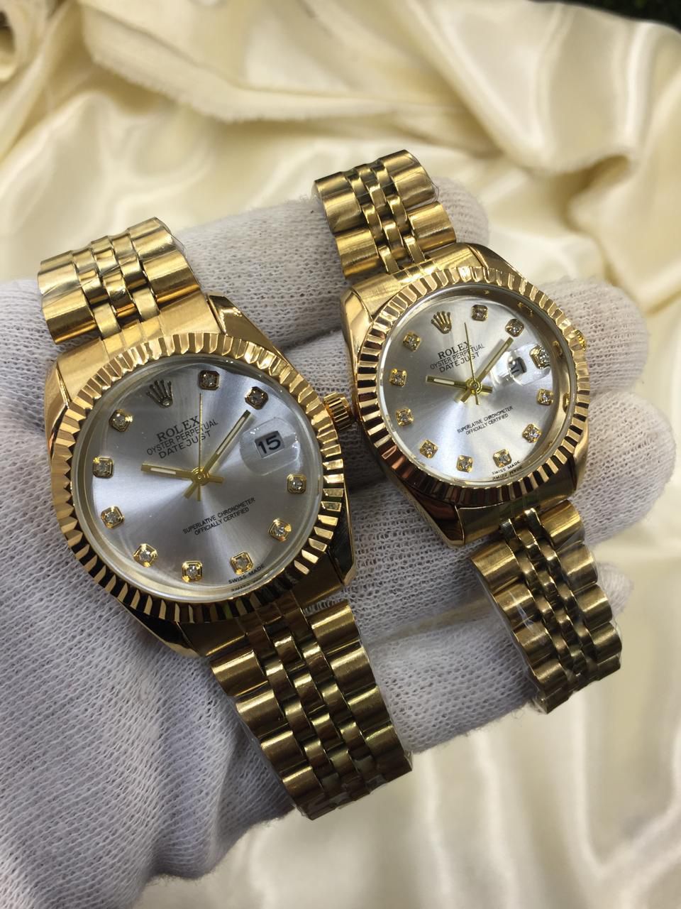 Rolex Pair Watches Branded Rolex Chain Couple Watches Pair Gold