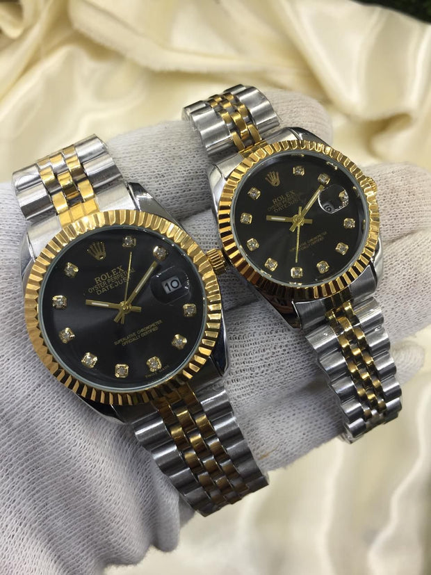 Rolex Gold Plated Dual Shade Couple Watches