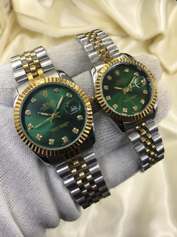 Rolex Gold Plated Dual Shade Couple Watches