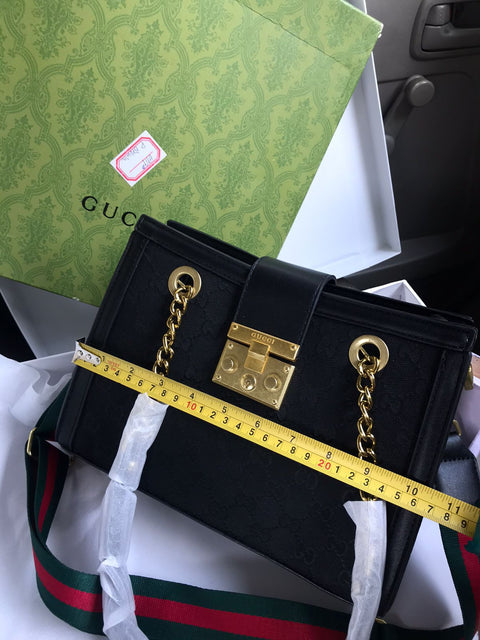 Gucci Canvas Signature Medium Padlock Shoulder Bag