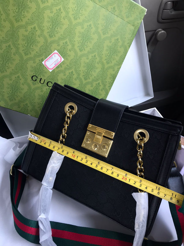 Gucci Canvas Signature Medium Padlock Shoulder Bag