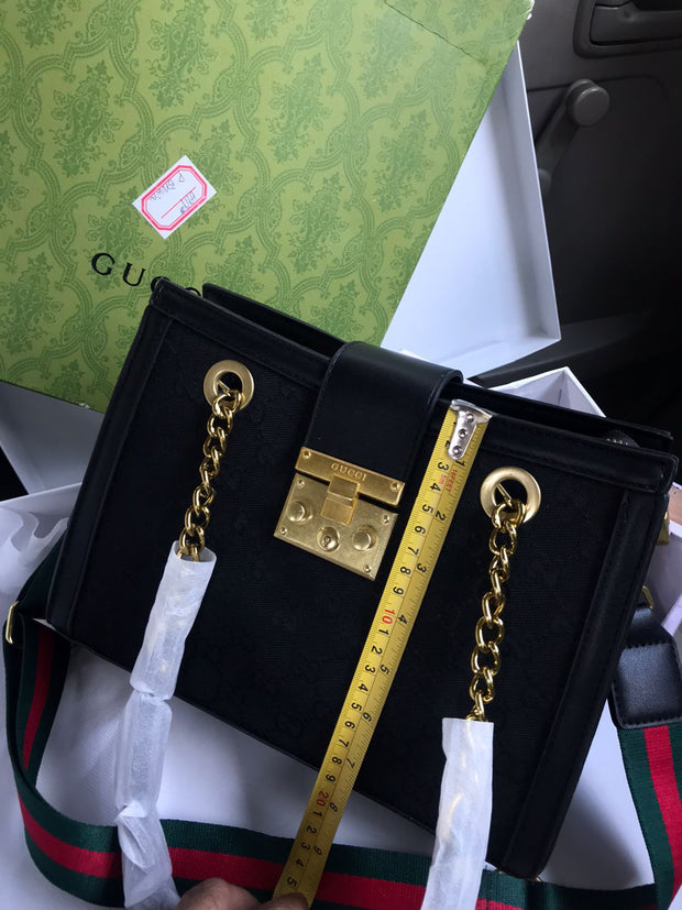 Gucci Canvas Signature Medium Padlock Shoulder Bag