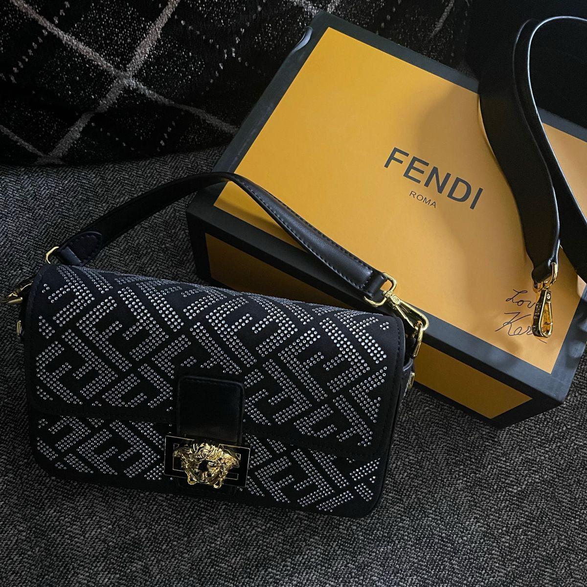 Fendi X Versace Crystal Baguette Shoulder Bag