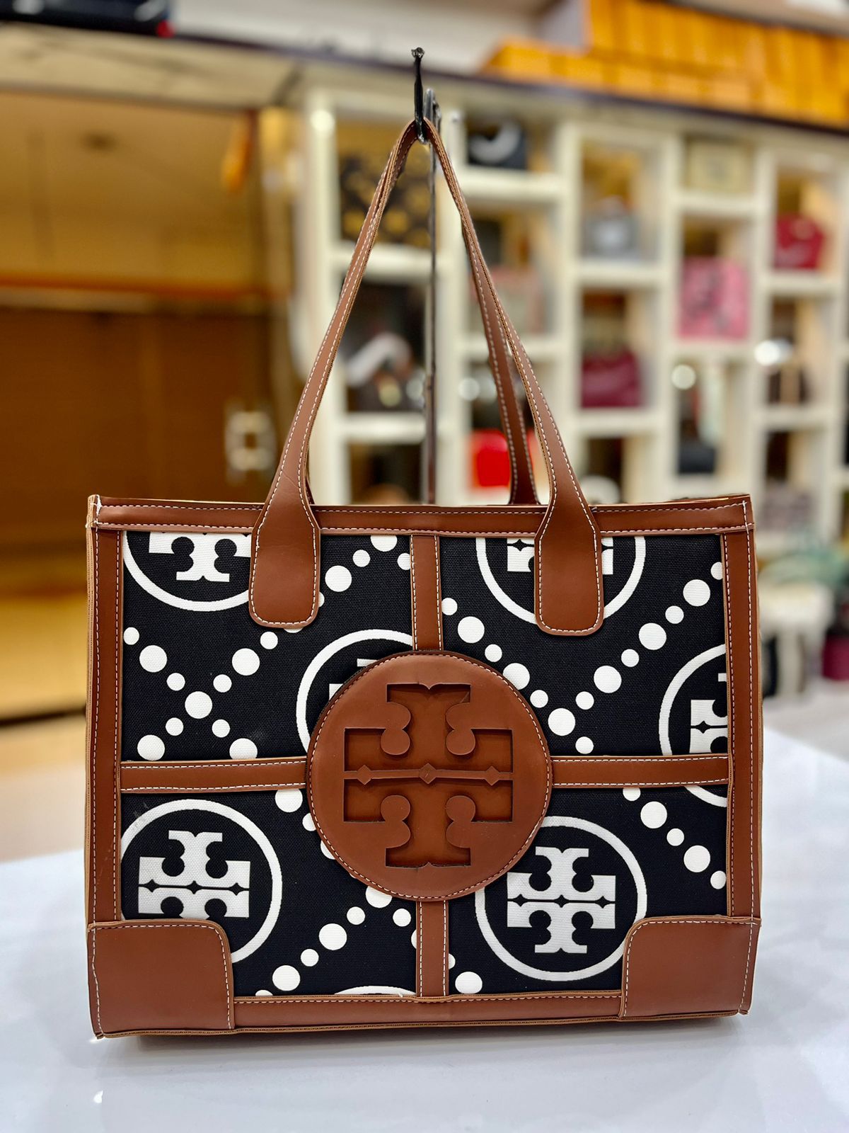 Chevron Leather MM Tote