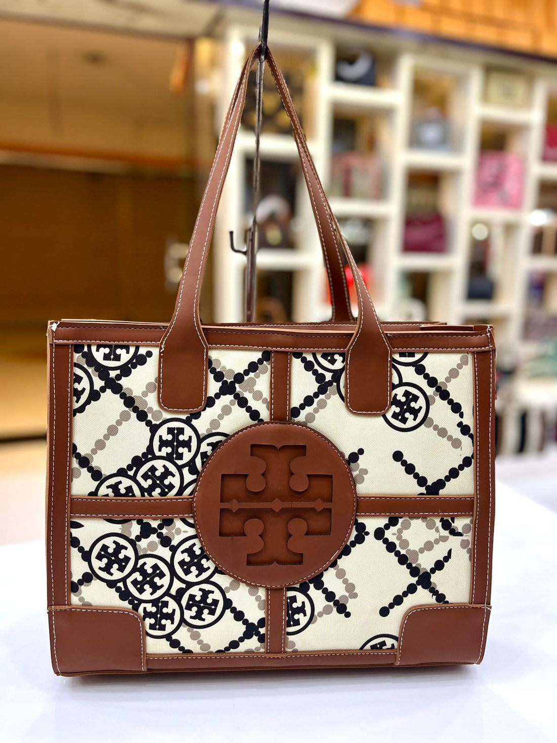 Chevron Leather MM Tote
