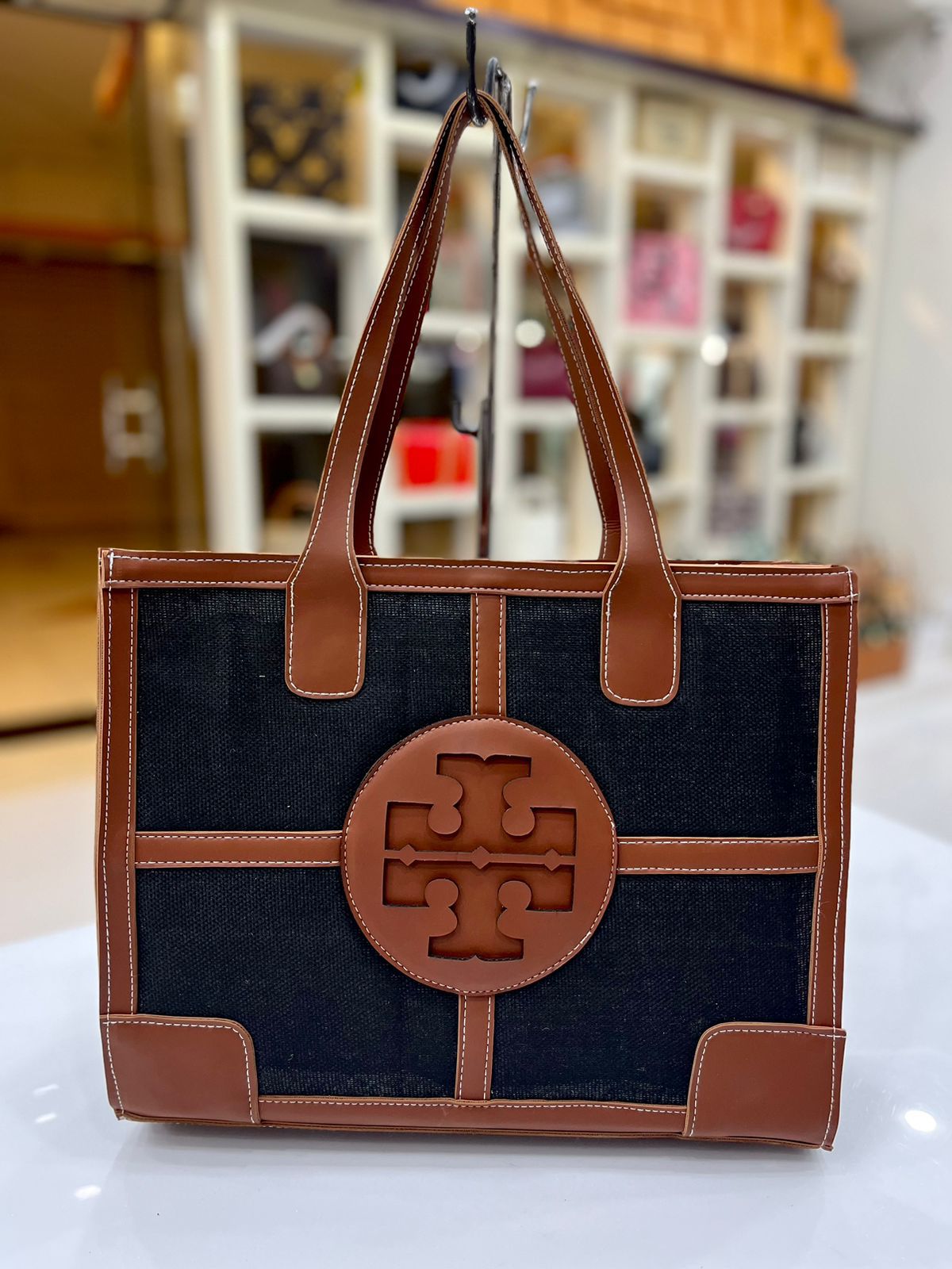 Chevron Leather MM Tote