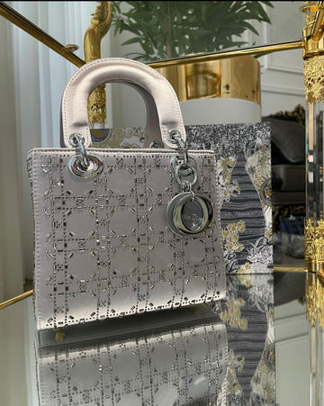 Cannage Crystal Satin Lady Bag